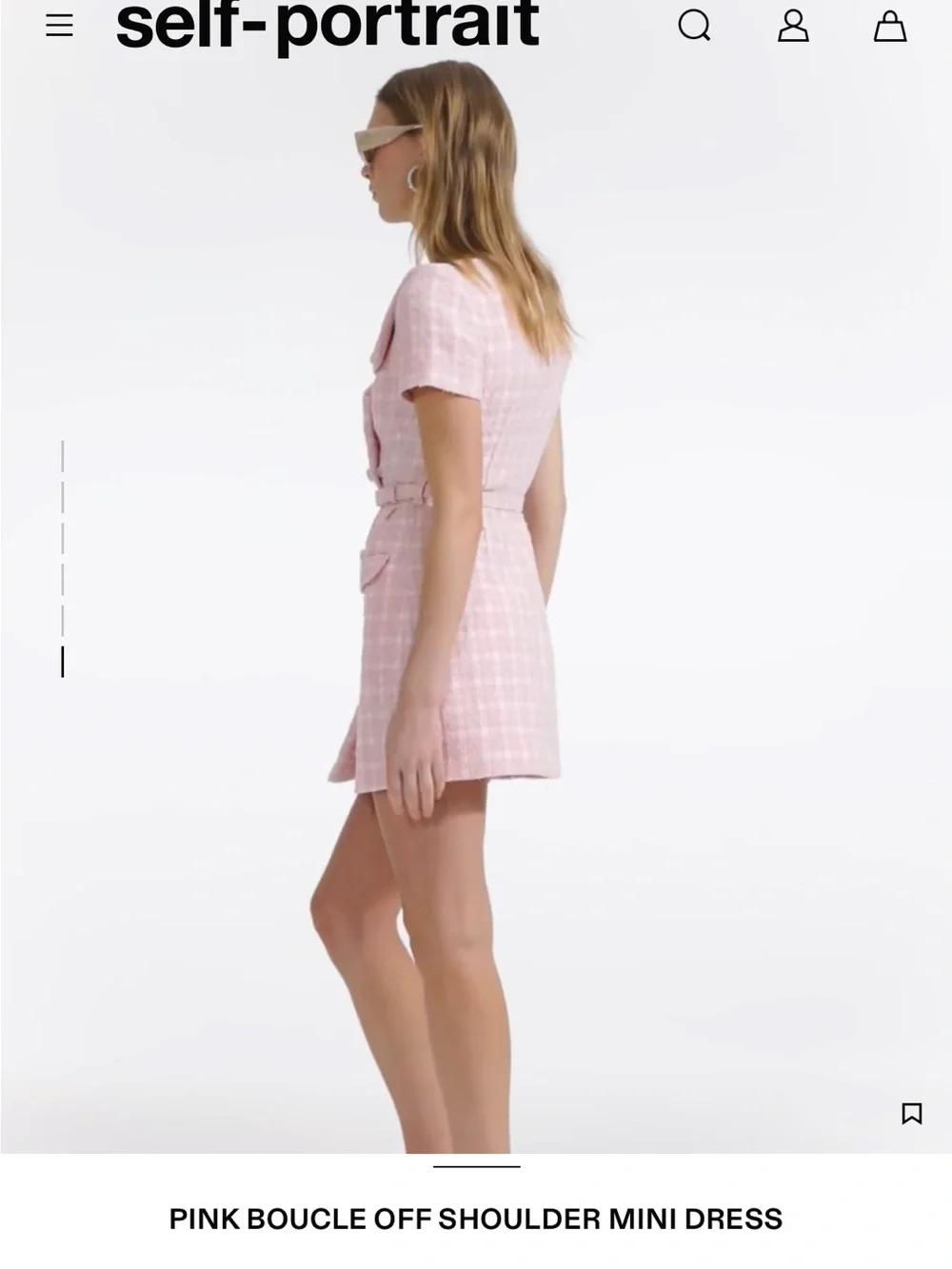 Self-Portrait Pink Bouclé Off-Shoulder Mini Dress